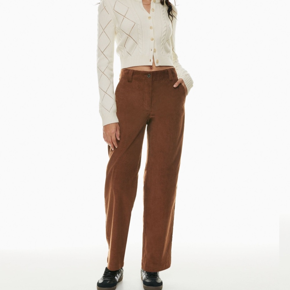 Sunday Best Aritzia Jaden Corduroy Pants Mid-Rise Straight Leg, Cognac, Size 4